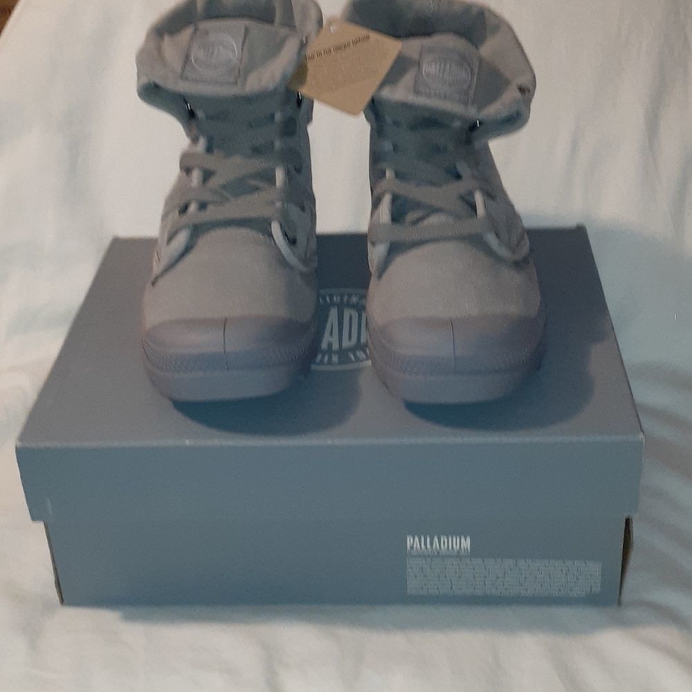 NEW Ladies Palladium Pallabrouse Grey Fold Up Combat Military Boots 11 - Picture 7 of 9